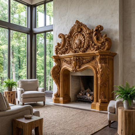 Valdorien Handcrafted Fireplace Mantel Surround Teak - Timberustic Fireplace Mantel Surround