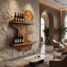 Valebrook Live Edge Handcrafted Floating Wine Shelf SPA924190 Brown - Timberustic Floating Wine Shelf