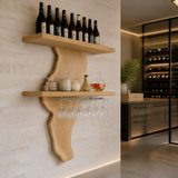 Valencrest Live Edge Solid Wood Floating Wine Shelf SPA024312 Natural Oak - Timberustic Floating Wine Shelf