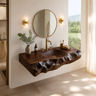 Valthera Live Edge Solid Wood Floating Bathroom Vanity with Integrated Sink SPA235756 Dark Walnut - Timberustic Floating Bathroom Vanity with Integrated Sink