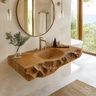 Valthera Live Edge Solid Wood Floating Bathroom Vanity with Integrated Sink SPA235756 Teak - Timberustic Floating Bathroom Vanity with Integrated Sink