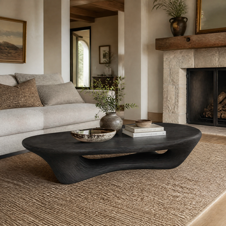 Valthera Sculpted Solid Wood Coffee Table SPA235732 — Black