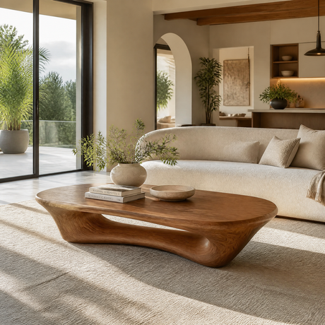 Valthera Sculpted Solid Wood Coffee Table SPA235732 — Brown