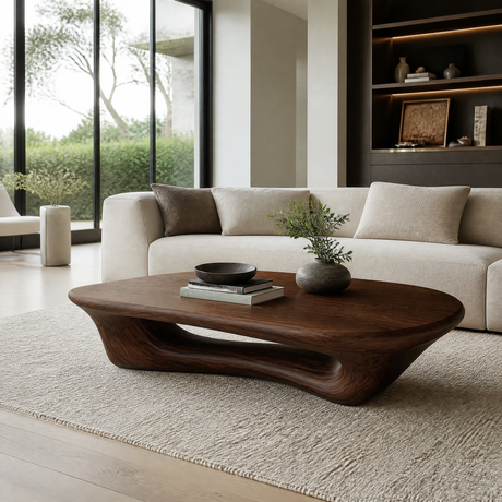 Valthera Sculpted Solid Wood Coffee Table SPA235732 — Dark Walnut