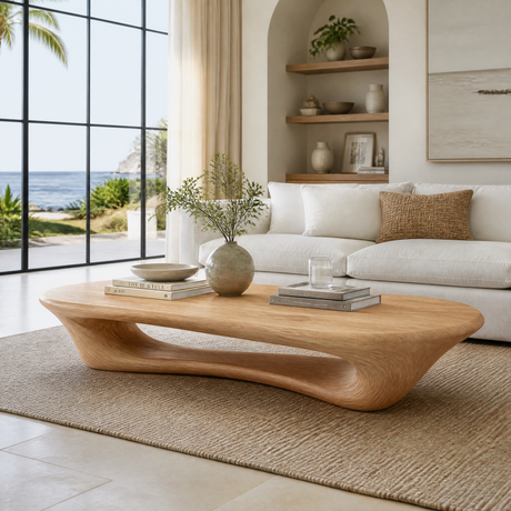 Valthera Sculpted Solid Wood Coffee Table SPA235732 — Natural Oak