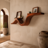 Valthera Sculpted Solid Wood Floating Shelf — Mahogany