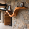Valthera Sculpted Solid Wood Floating Shelf — Teak