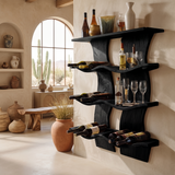 Valthera Solid Wood Floating Wine Shelf SPA892581 Black - Timberustic Floating Wine Shelf