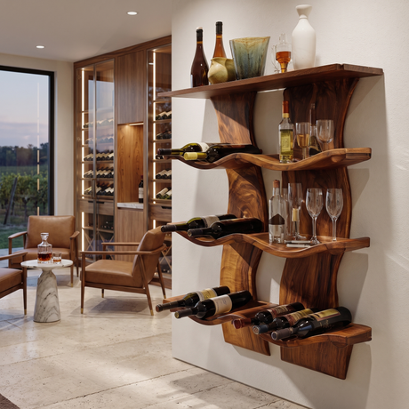 Valthera Solid Wood Floating Wine Shelf SPA892581 Brown - Timberustic Floating Wine Shelf