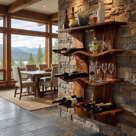 Valthera Solid Wood Floating Wine Shelf SPA892581 Dark Walnut - Timberustic Floating Wine Shelf