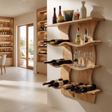 Valthera Solid Wood Floating Wine Shelf SPA892581 Natural Oak - Timberustic Floating Wine Shelf