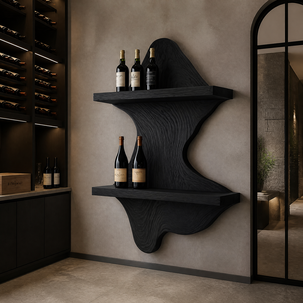 Valtheris Live Edge Handcrafted Floating Wine Shelf SPA512278 - Timberustic Floating Wine Shelf