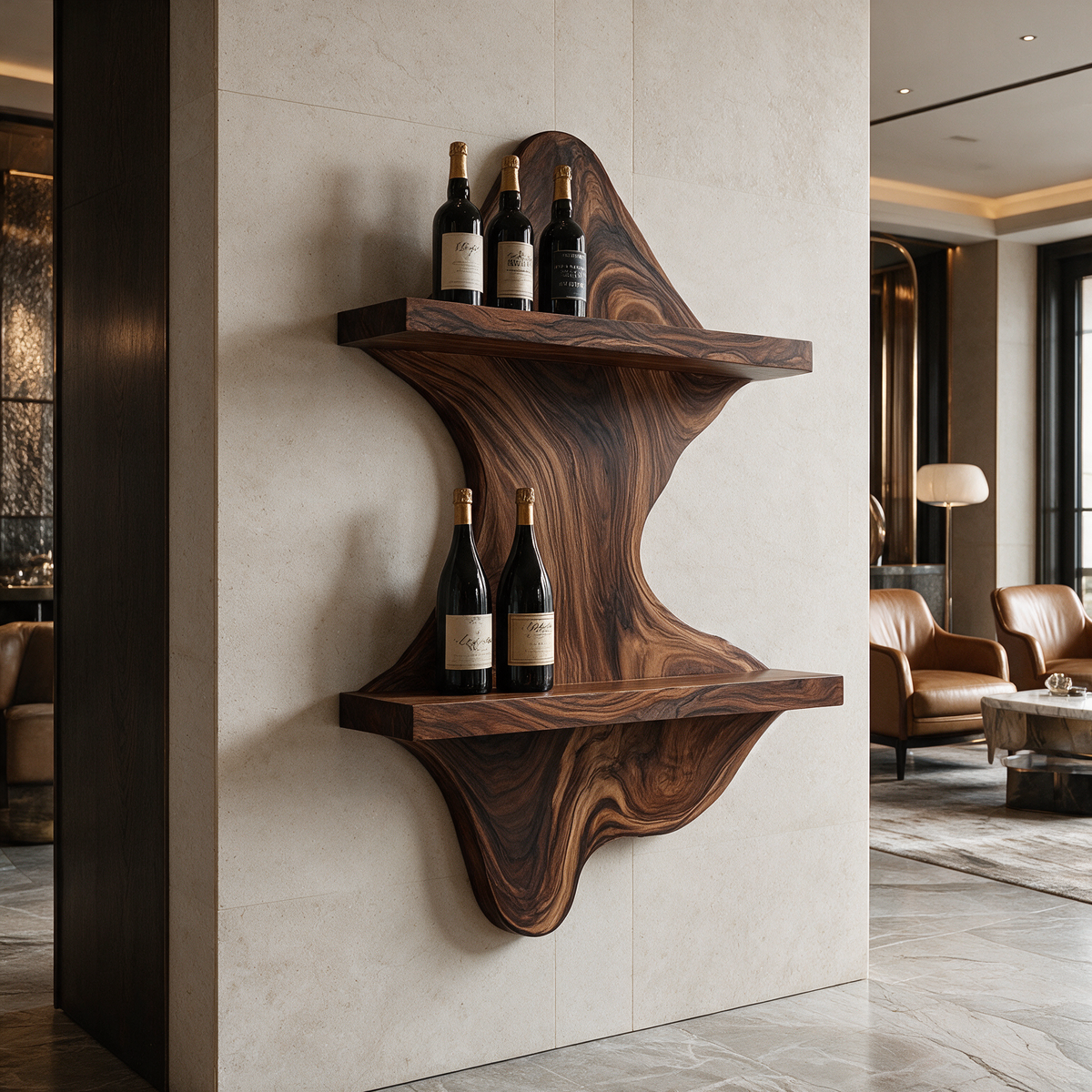 Valtheris Live Edge Handcrafted Floating Wine Shelf SPA512278 - Timberustic Floating Wine Shelf