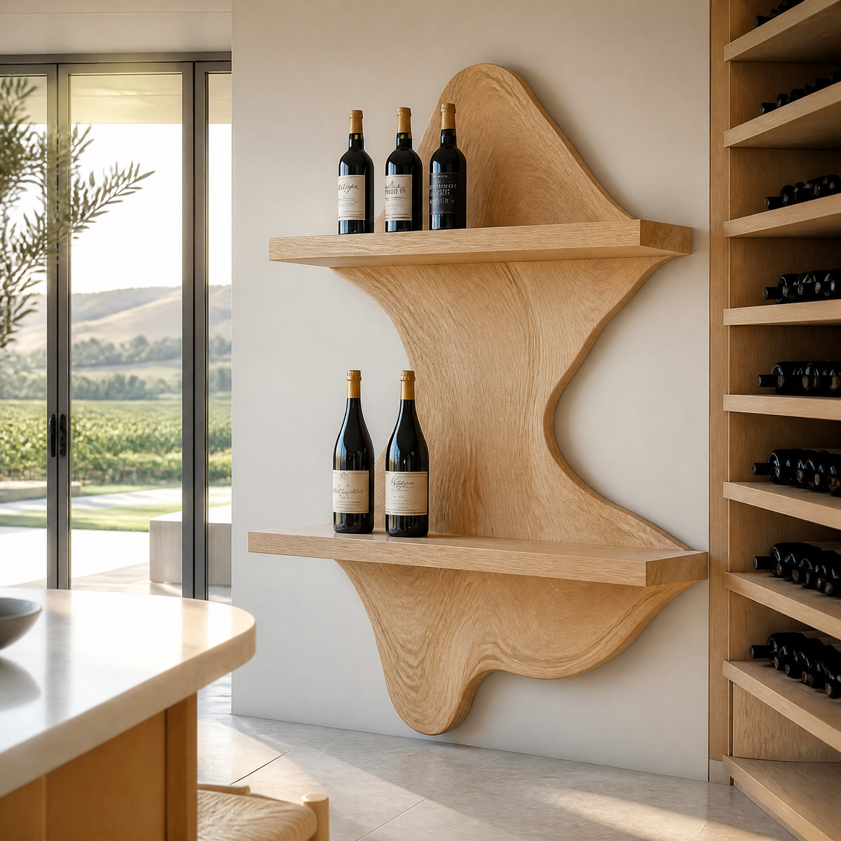Valtheris Live Edge Handcrafted Floating Wine Shelf SPA512278 - Timberustic Floating Wine Shelf