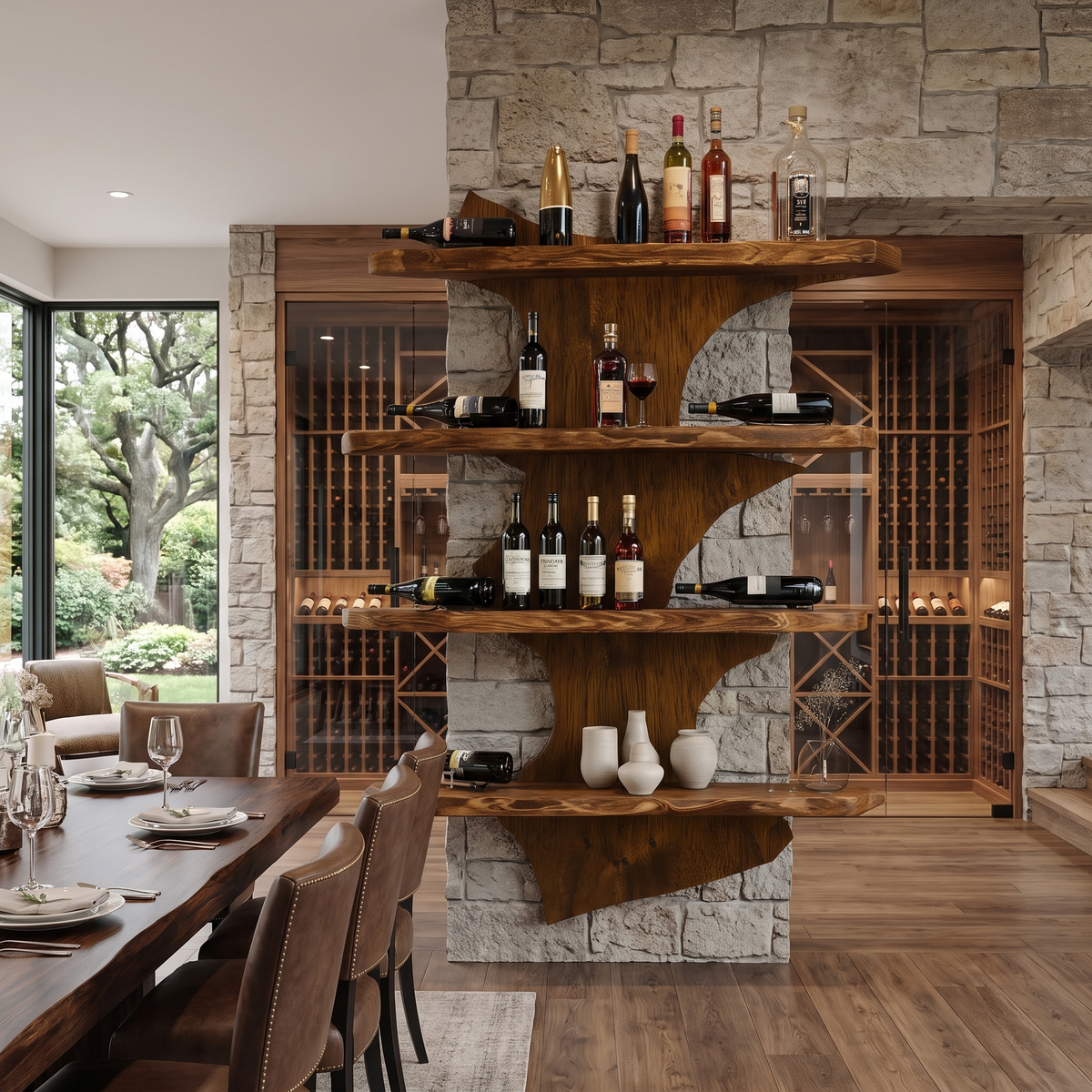 Varethorn Live Edge Solid Wood Floating Wine Shelf SPA925975 Brown - Timberustic Floating Wine Shelf