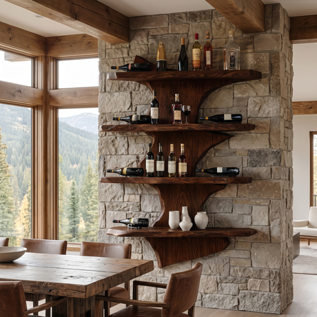 Varethorn Live Edge Solid Wood Floating Wine Shelf SPA925975 Dark Walnut - Timberustic Floating Wine Shelf