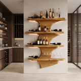 Varethorn Live Edge Solid Wood Floating Wine Shelf SPA925975 Teak - Timberustic Floating Wine Shelf
