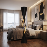 Velmora Sculpted Integrated LED Wood Floor Lamp Black - Timberustic Floor Lamp