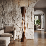 Velmora Sculpted Integrated LED Wood Floor Lamp Dark Walnut - Timberustic Floor Lamp