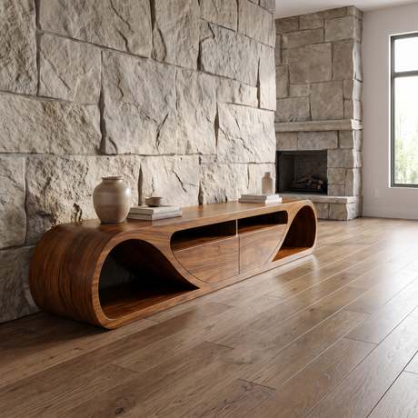 Velmora Sculpted Solid Wood TV Cabinet Brown - Timberustic TV Cabinet
