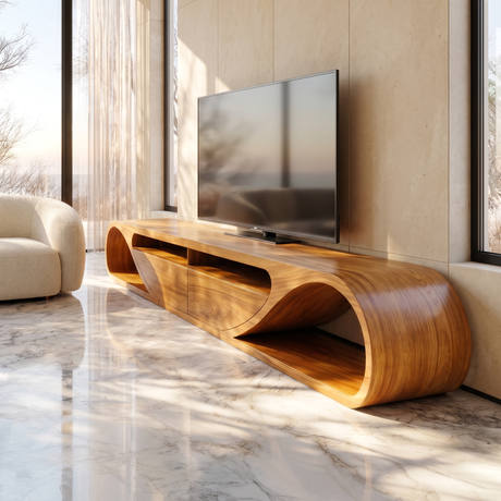 Velmora Sculpted Solid Wood TV Cabinet Teak - Timberustic TV Cabinet