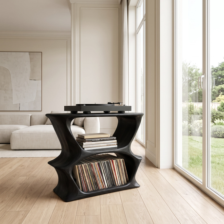 Velnora Handcrafted Solid Wood Record Player Stand SPA208523 Black - Timberustic Record Player Stand With Storage