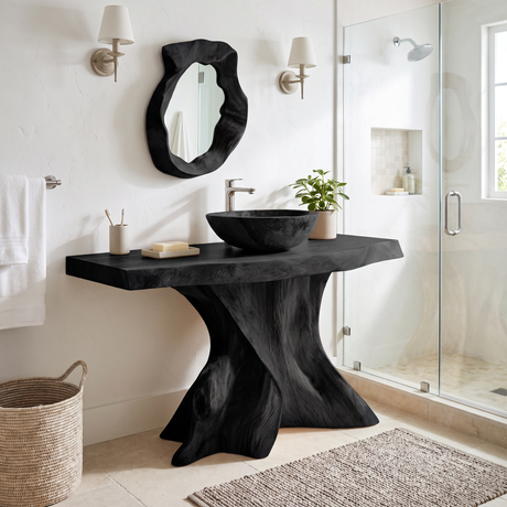 Velthora Rootform Solid Wood Freestanding Bathroom Vanity SPA576801 Black - Timberustic Freestanding Bathroom Vanity