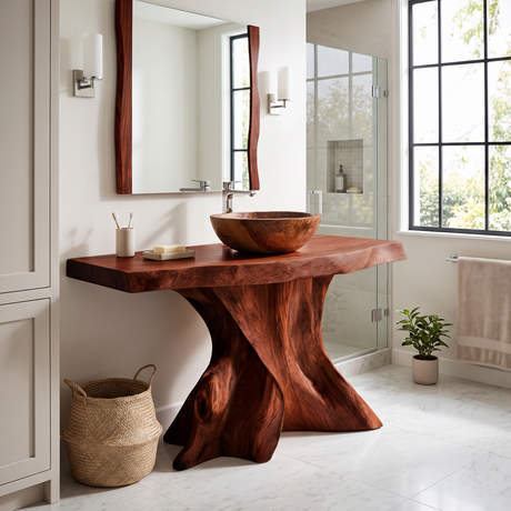 Velthora Rootform Solid Wood Freestanding Bathroom Vanity SPA576801 Mahogany - Timberustic Freestanding Bathroom Vanity