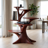 Veradorn Handcrafted Solid Wood Record Player Stand Mahogany - Timberustic Record Player Stand With Storage