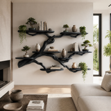 Verdantridge Handcrafted Solid Wood Floating Tree Bookshelf Black - Timberustic Floating Tree Bookshelf