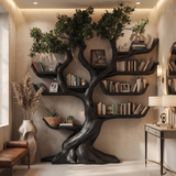 Verdantris Sculpted Solid Wood Tree Bookshelf Black - Timberustic Tree Bookshelf