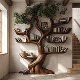Verdantris Sculpted Solid Wood Tree Bookshelf Dark Walnut - Timberustic Tree Bookshelf