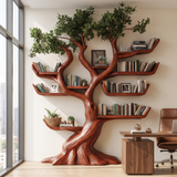 Verdantris Sculpted Solid Wood Tree Bookshelf Mahogany - Timberustic Tree Bookshelf