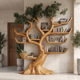 Verdantris Sculpted Solid Wood Tree Bookshelf Teak - Timberustic Tree Bookshelf