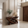 Veylora Sculpted Solid Wood Console Table Dark Walnut - Timberustic Console Table