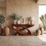 Veylora Sculpted Solid Wood Console Table Mahogany - Timberustic Console Table