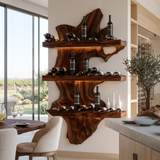 Veylorn Live Edge Solid Wood Floating Wine Shelf SPA935981 Dark Walnut - Timberustic Floating Wine Shelf