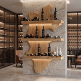 Veylorn Live Edge Solid Wood Floating Wine Shelf SPA935981 Natural Oak - Timberustic Floating Wine Shelf