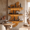 Veylorn Live Edge Solid Wood Floating Wine Shelf SPA935981 Teak - Timberustic Floating Wine Shelf