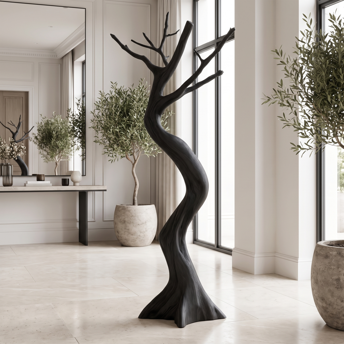 Veylorn Sculpted Solid Wood Tree Coat Rack Black - Timberustic Tree Coat Rack