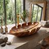 Virelith Handcrafted Solid Wood Leaf Vessel Sink Teak - Timberustic Vessel Sinks