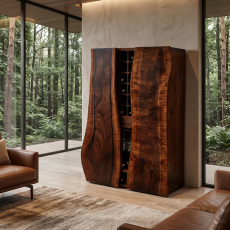 Virellan Handcrafted Solid Wood Bar Cabinet Dark Walnut - Timberustic Bar Cabinet
