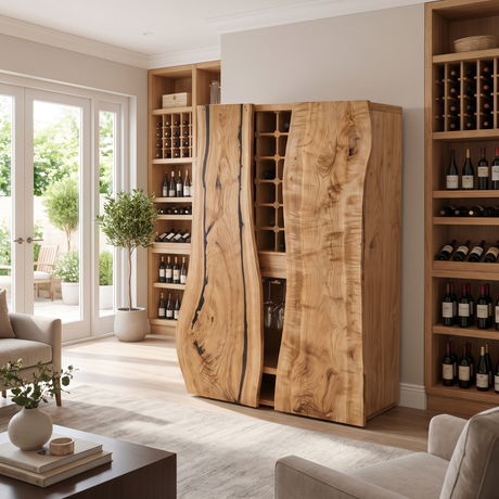 Virellan Handcrafted Solid Wood Bar Cabinet Natural Oak - Timberustic Bar Cabinet