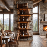 Virellan Live Edge Solid Wood Floating Wine Shelf SPA923892 Dark Walnut - Timberustic Floating Wine Shelf
