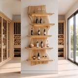Virellan Live Edge Solid Wood Floating Wine Shelf SPA923892 Natural Oak - Timberustic Floating Wine Shelf