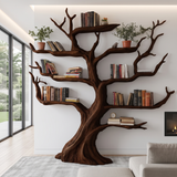 Virelthorn Sculpted Solid Wood Tree Bookshelf Dark Walnut - Timberustic Tree Bookshelf