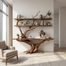 Vireon Sculpted Solid Wood Console Table with Shelves Brown - Timberustic Console Table with Shelves