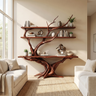 Vireon Sculpted Solid Wood Console Table with Shelves Mahogany - Timberustic Console Table with Shelves