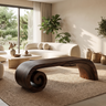 Volutra Sculpted Solid Wood Indoor Bench Dark Walnut - Timberustic Bench