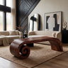 Volutra Sculpted Solid Wood Indoor Bench Mahogany - Timberustic Bench
